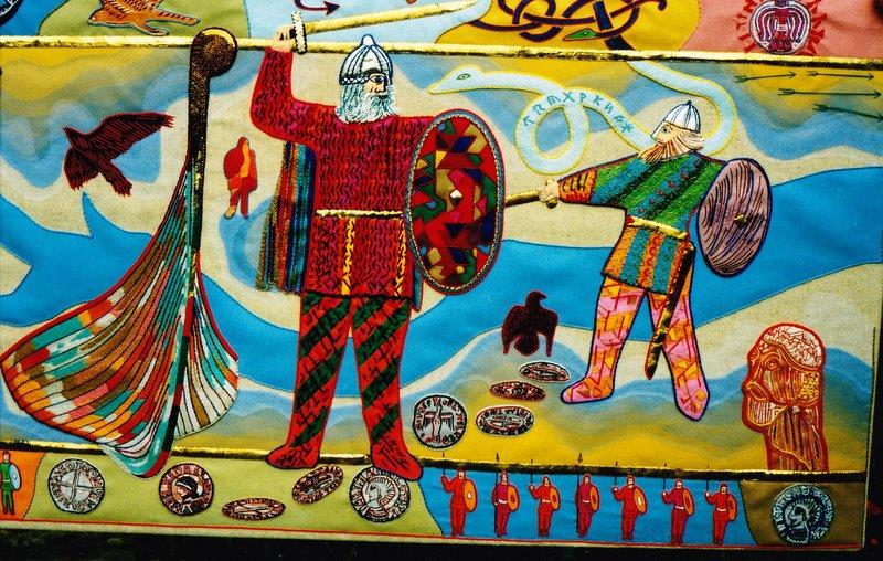 Byrhtnoth image from Embroidery image from Battle of Maldon