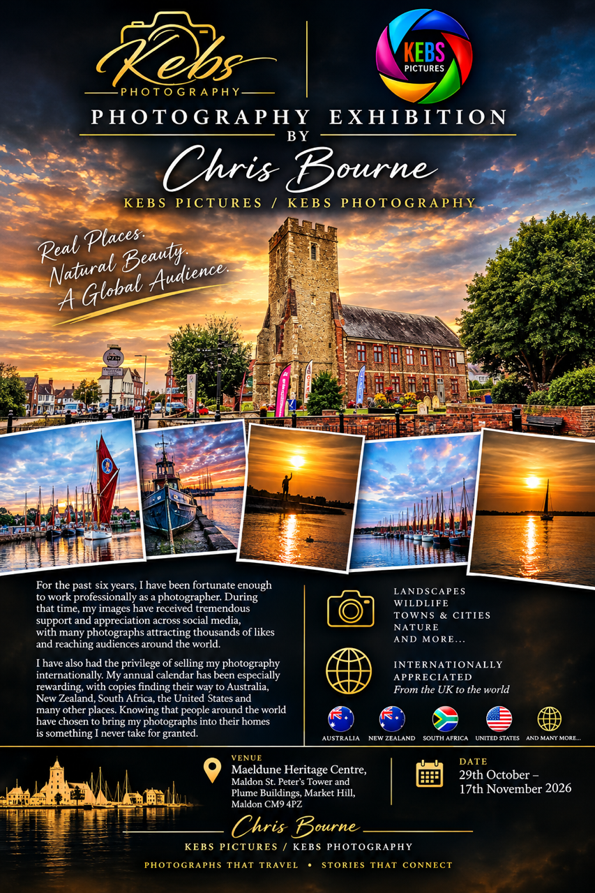Colour image poster for Chris Bourne exhibition at Maeldune Centre in November
